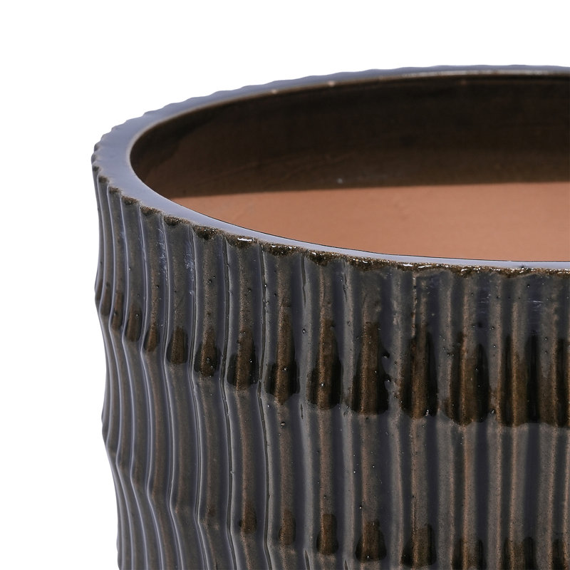 Handmade Dark Coffee Ceramic Planter Set Of 4 (6.5" To 14.17" Length), Indoor/Outdoor Flower Pot For Succulents, Herbs By Window, Couchside - Breathable Clay With Drainage