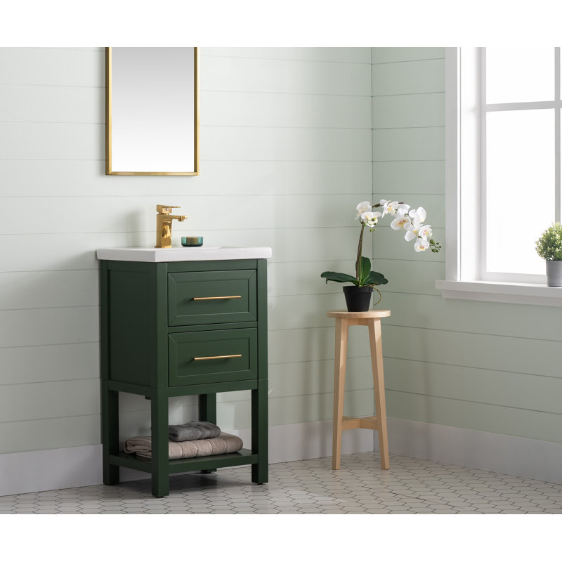 Meuble-lavabo simple 20 po avec plateau en céramique Bickley, Vert Muir