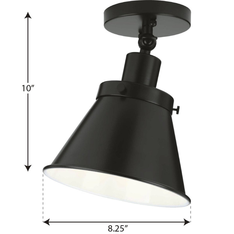 Plafonnier semi-encastré 1 lumière 8,25 po, Noir mat, Noir mat