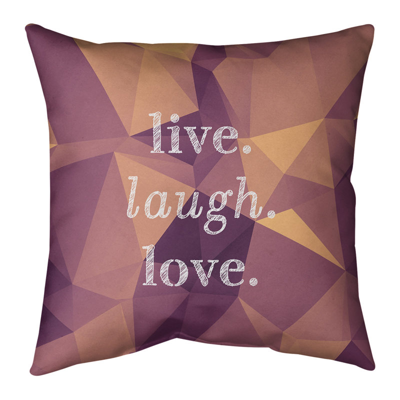 Housse de coussin en lin Faux Gemstone Live Laugh Love, 26 po x 26 po, Morganite