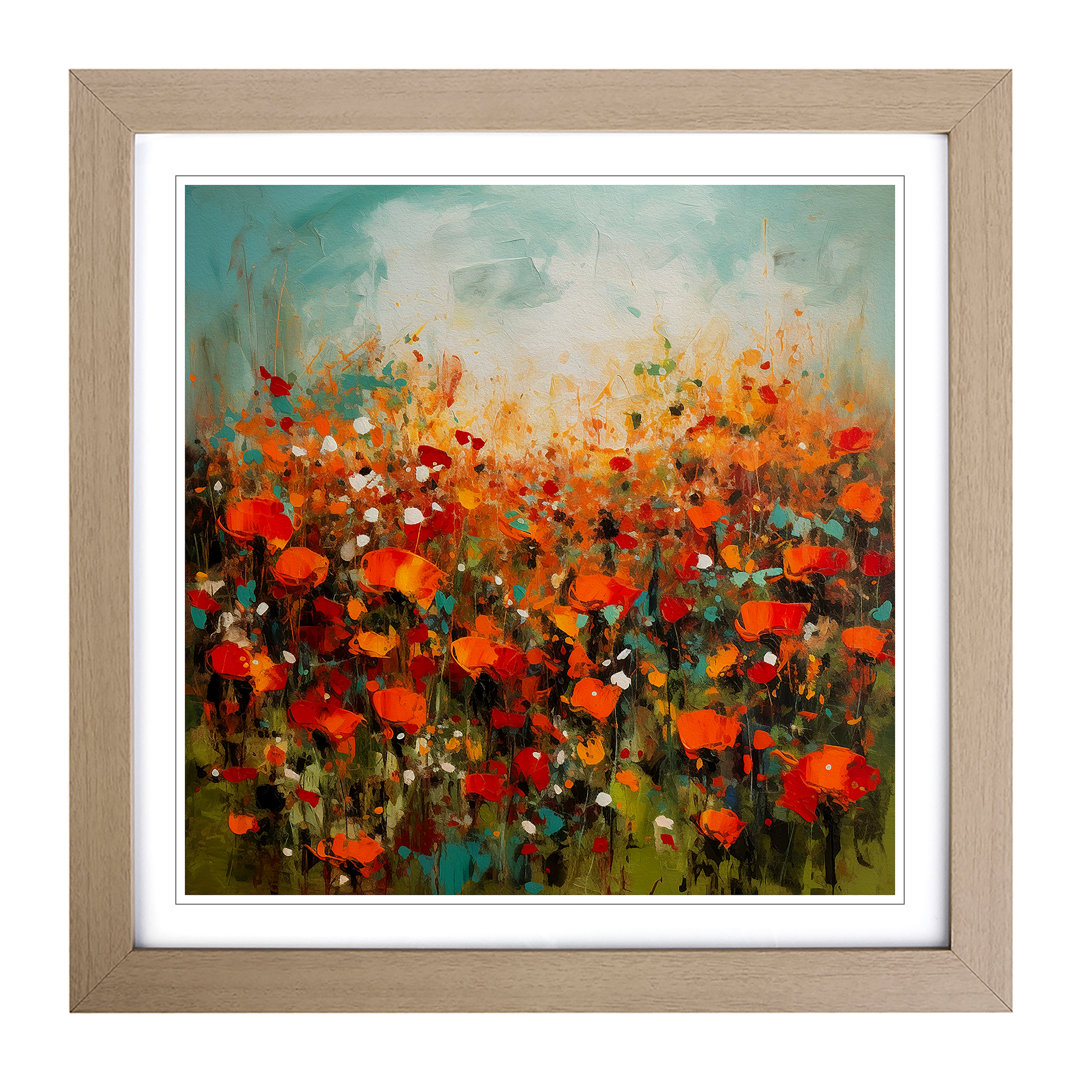 Poppy Field Abstract Expressionism - Framed Print