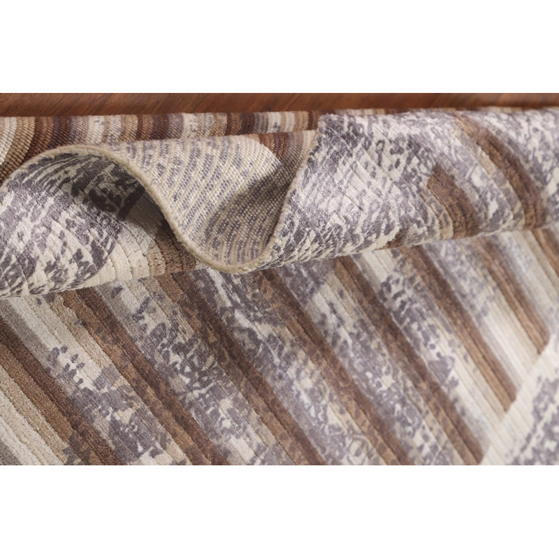 Striped Abstract Indian Rug 4x6