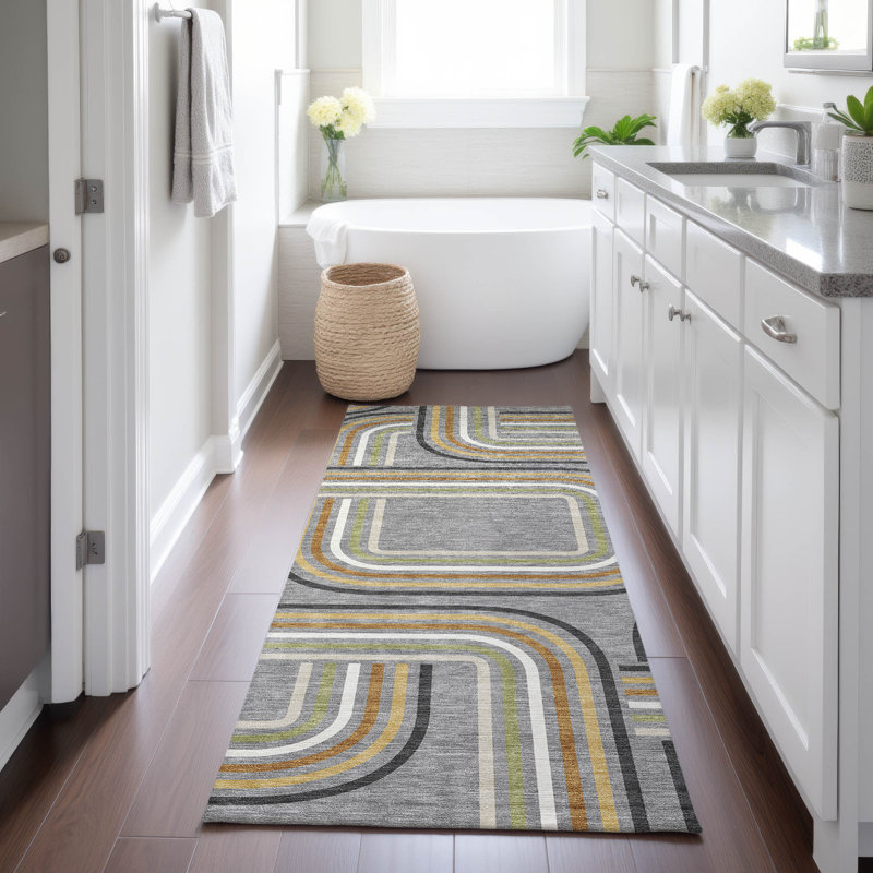 Machine Washable Indoor/Outdoor Chantille ACN2535 Geometric Rug, Gray, Runner 2'3" x 7'6"