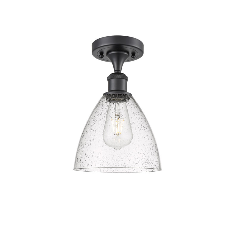 Plafonnier semi-encastré 9 po Aloisa, Noir mat, H 11,25 po x l 7,5 po x P 7,5 po