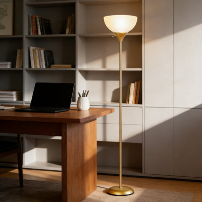 Lampe sur pied moderne avec abat-jour résistant aux chutes pour le salon, la chambre à coucher et le bureau - Design minimaliste avec base stable et éclairage apaisant