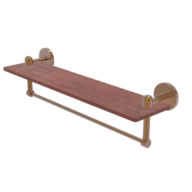 Itzhak Bracket Shelf with Towel Bar, Brushed Bronze, 4" H x 22" W x 5" D