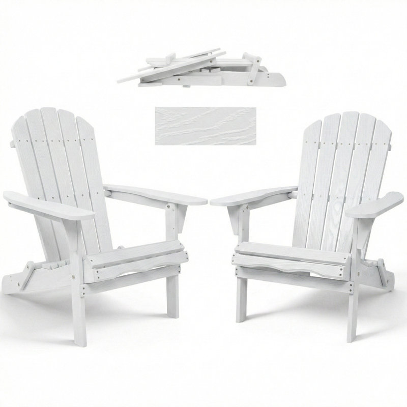 2 Piece Patio Adirondack Chair (White), White