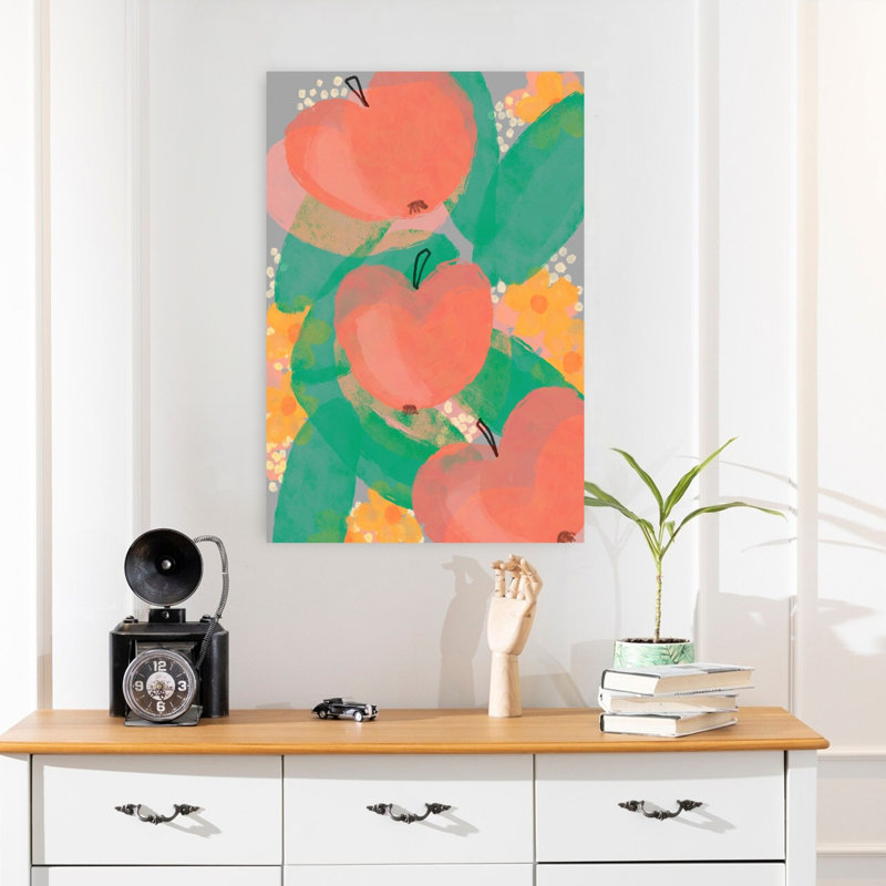 «Summerapples», art abstrait coloré, fruits, nature, H 24 po x l 16 po