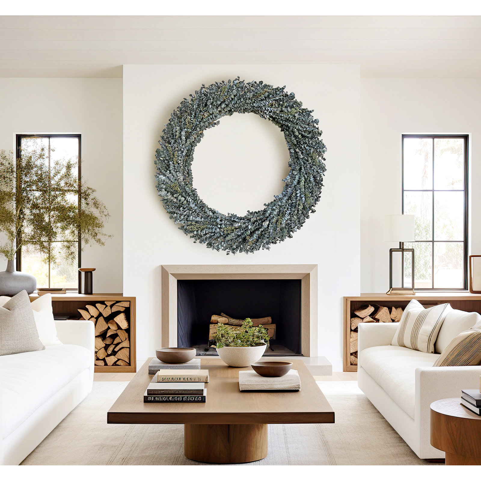 Handcrafted Eucalyptus Wreath, 50" W x 50" H x  5" D