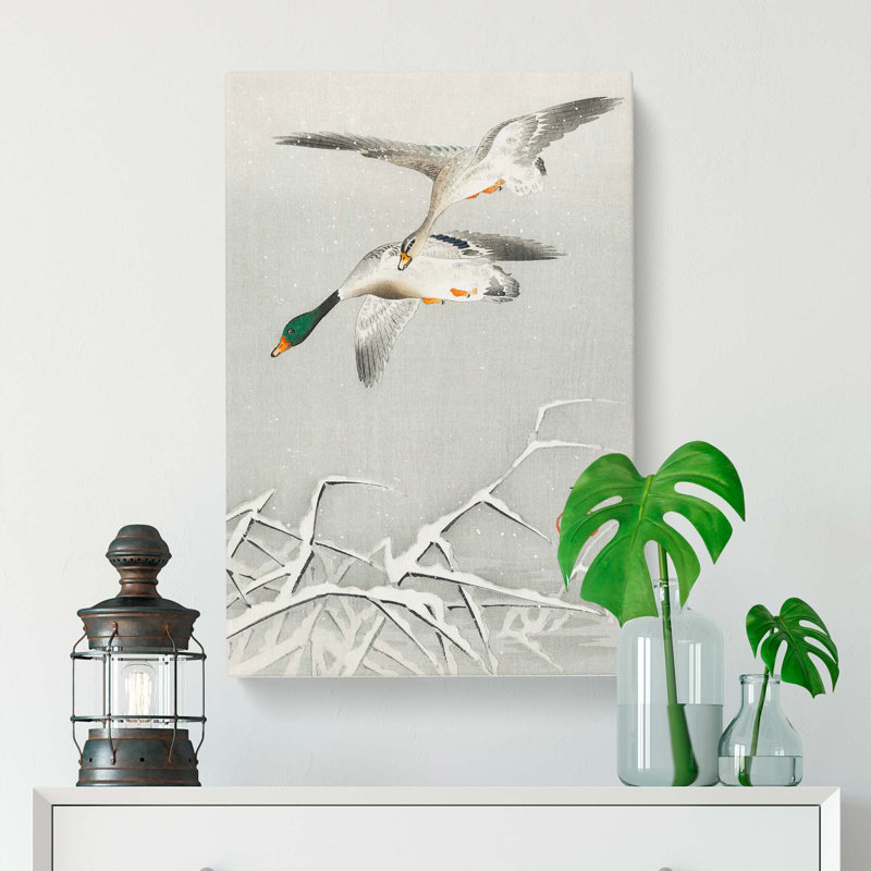 Wild Ducks in Flight by Ohara Koson - Wrapped Canvas, 60cm H x 40cm W x 3cm D