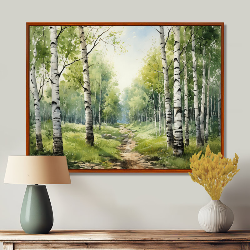 «Birch Woods Silent Woods I», reproduction sur toile encadrée, H 24 po x l 32 po x P 1 po, Cadre flottant brun