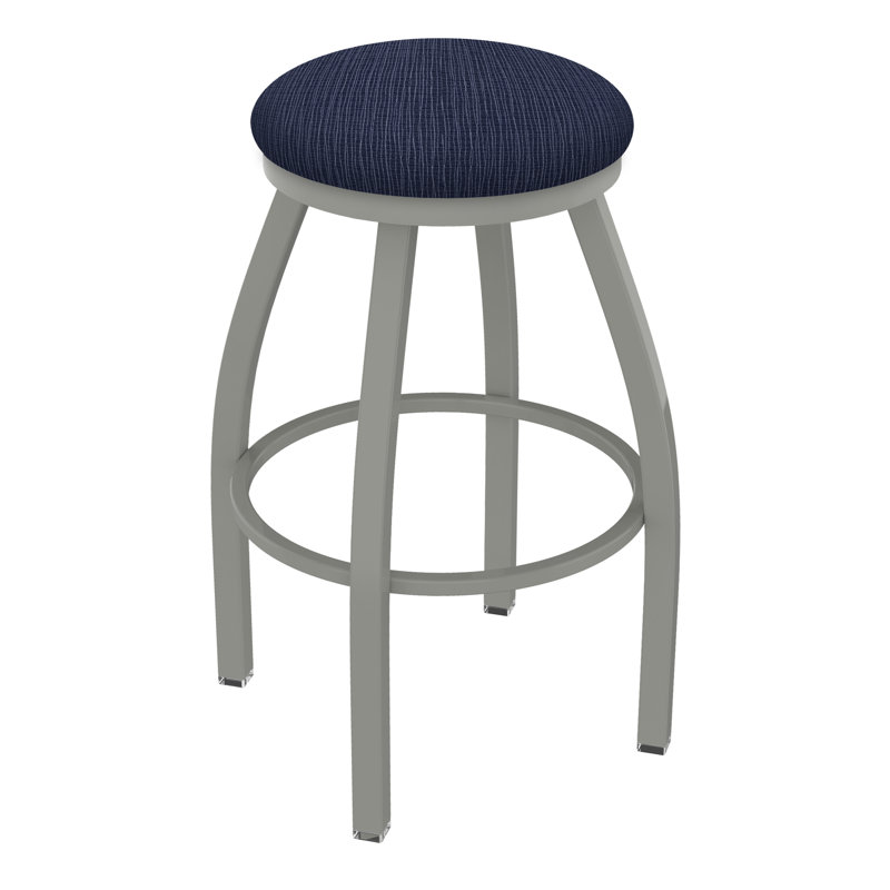 Cragin Swivel Upholstered Counter Stool, Anodized Nickel, Fabric-Graph Anchor, Bar Stool (30” Seat Height)