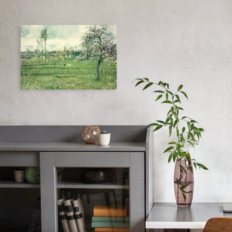 Prairie d'Eragny, 1885 - Impression d'art abstrait impressionniste contemporain représentant un paysage naturel