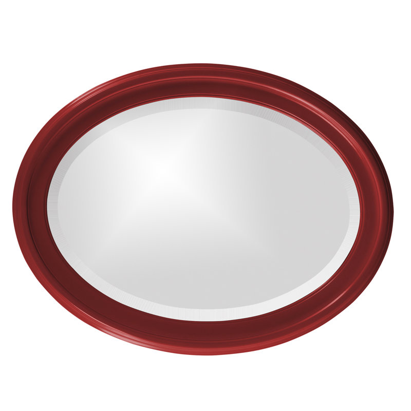 Borna Solid Wood Oval Mirror, Red