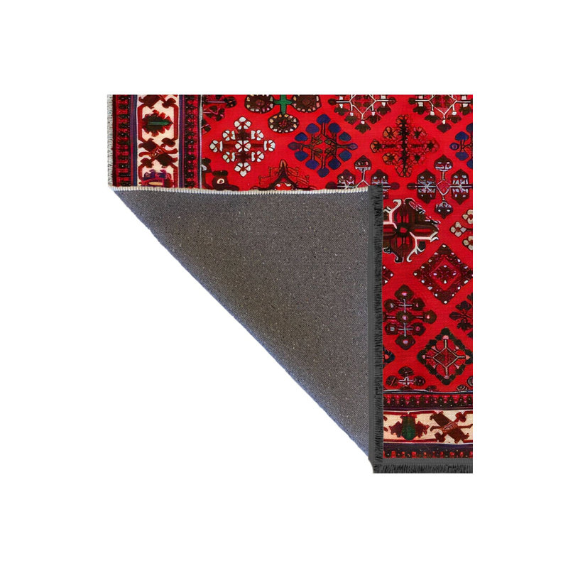Tapis décoratif rouge à motif croix, Tapis de couloir 3 pi 3 po x 6 pi 7 po inclus
