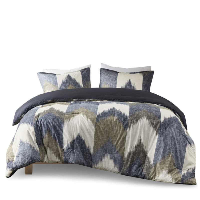 Édredon double / grand - coton imprimé bleu marine, bourre, 2 taies décoratives pour une expédition de rêve double / grand, coton avec rembourrage, cachette charmante assortie