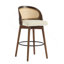 Tabouret de bar d'intérieur en bois Como, finition noyer avec revêtement beige, ensemble de 2