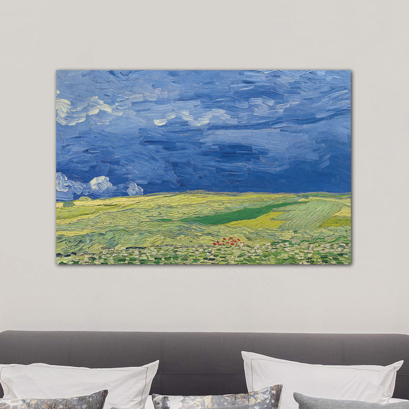 Wheatfields Under Thunderclouds, 1890 by Vincent Van Gogh - Wrapped Canvas Painting, 101.6 cm H x 66.04 cm W x 3.175 cm D