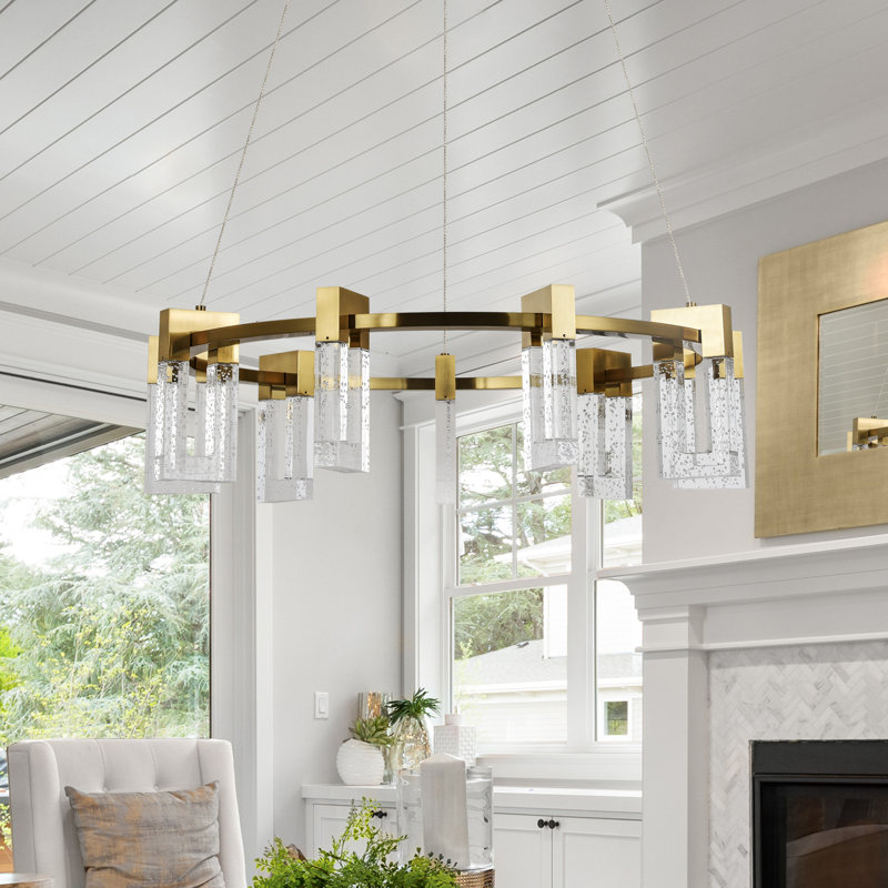 Sorrento Antique Brass 27" Integrated LED Circular Chandelier with Crystal Accents