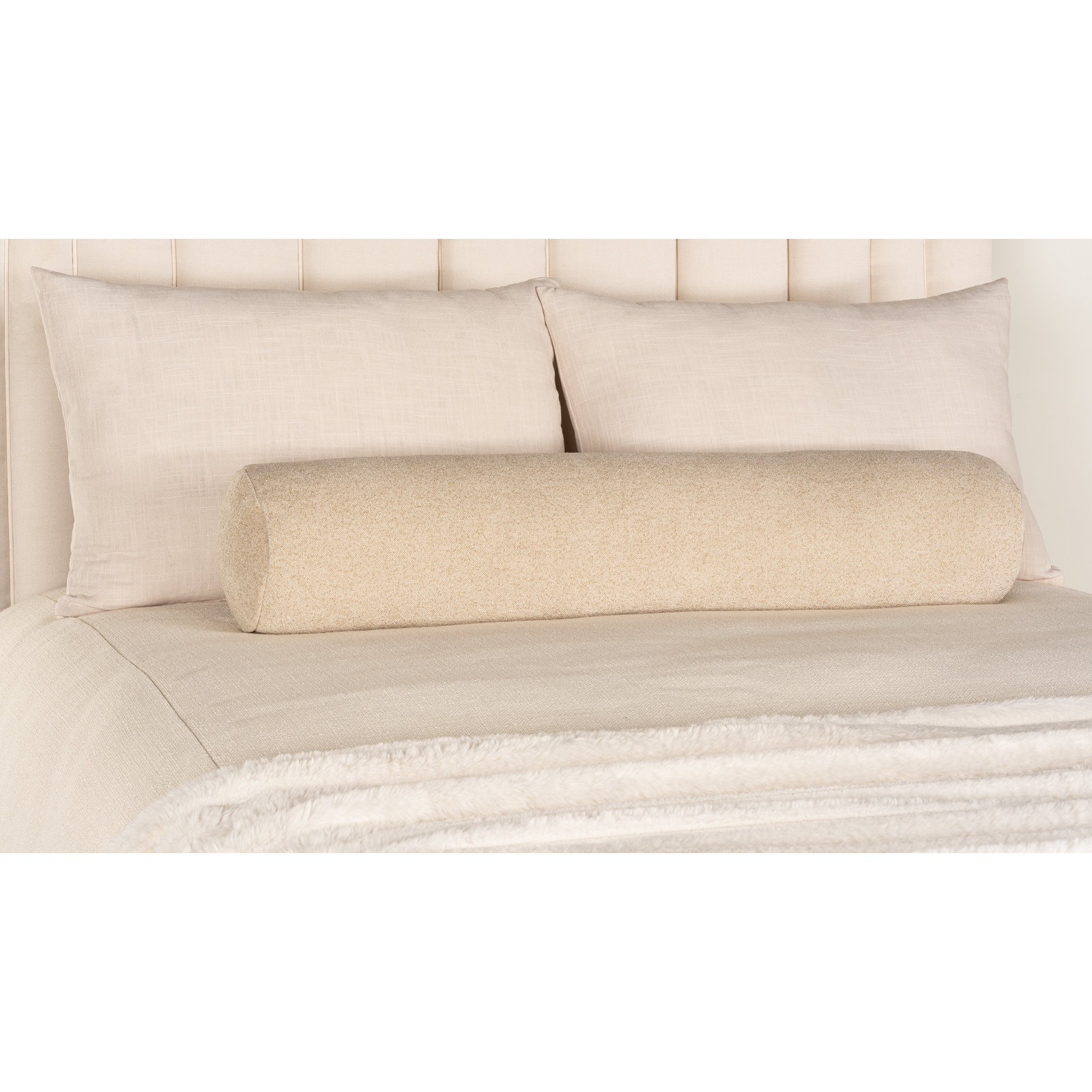Cascade Throw Pillow, Tan, Bolster 8" H x 39" W