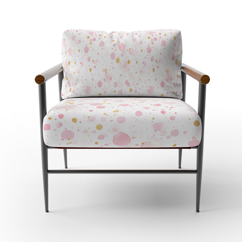 Fauteuil d'appoint abstrait - fauteuil avec accoudoirs dorés rosés et dorés, Accoudoirs ronds