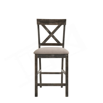 Ensemble de chaises à hauteur de comptoir Martha II en lin brun clair et gris vieilli (ensemble de 2)