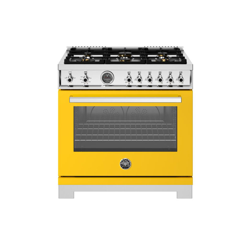 Bertazzoni 36" 5.9 Cubic Feet Freestanding Range, Natural Gas, Yellow