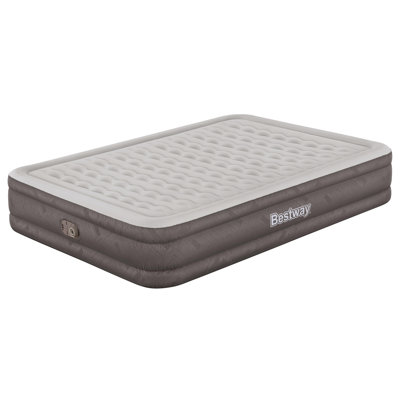 Bestway: Tough Guard 14" Air Mattress - Queen - Built-in A/C Pump, Inflatable Indoor Airbed, Wave Beam Construction, Storage Carry Bag, Luxe Surface