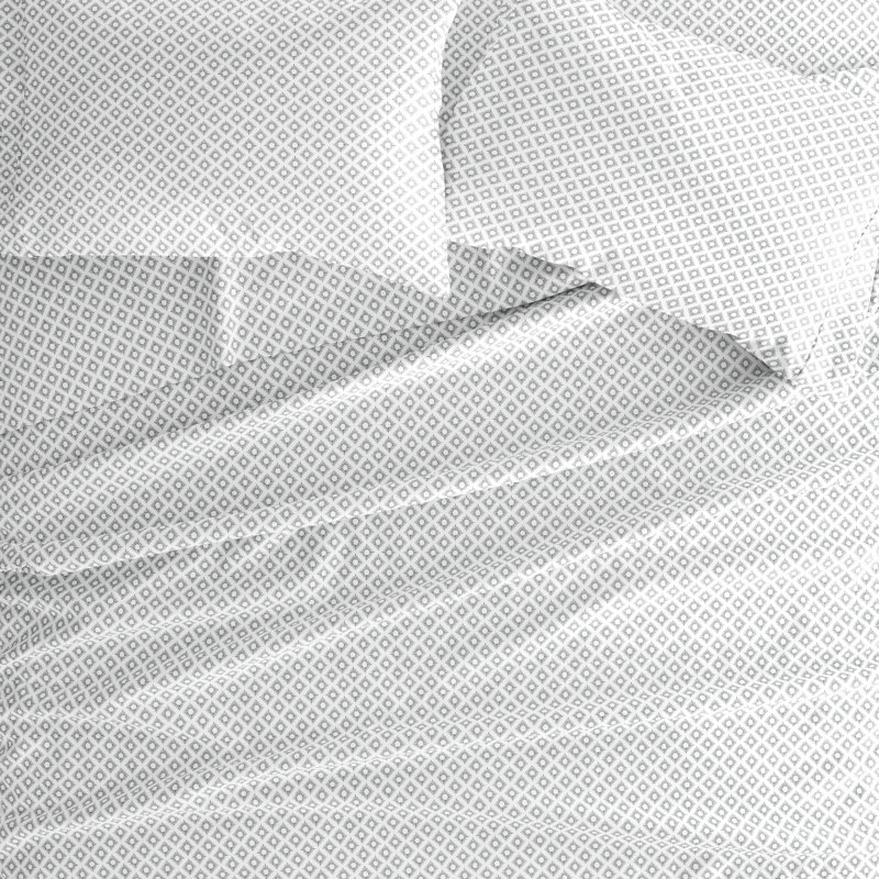 Polaris Gray Twin Cotton Polyester Microfiber Sheet Set