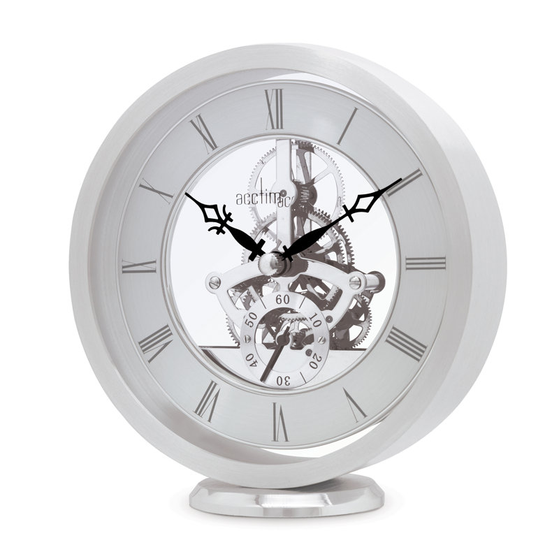 Millenden Roman Numeral Metal Quartz movement / Crystal Tabletop Clock, Silver