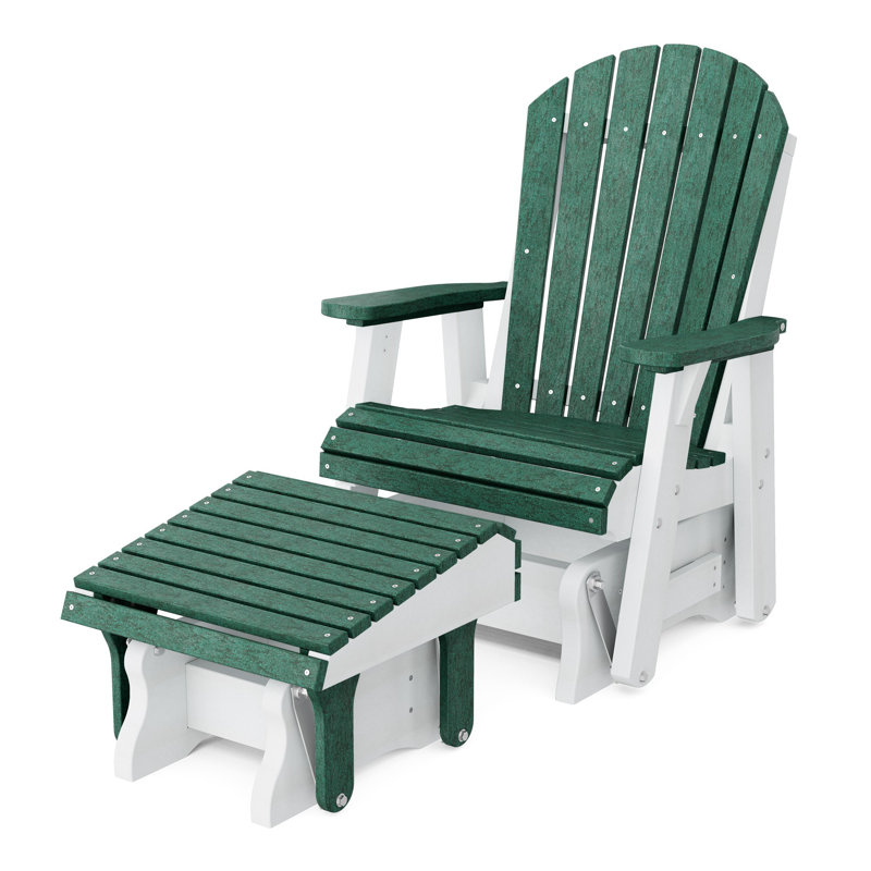 Fauteuil oscillant simple avec repose-pieds Heritage, Capitonnage vert / blanc