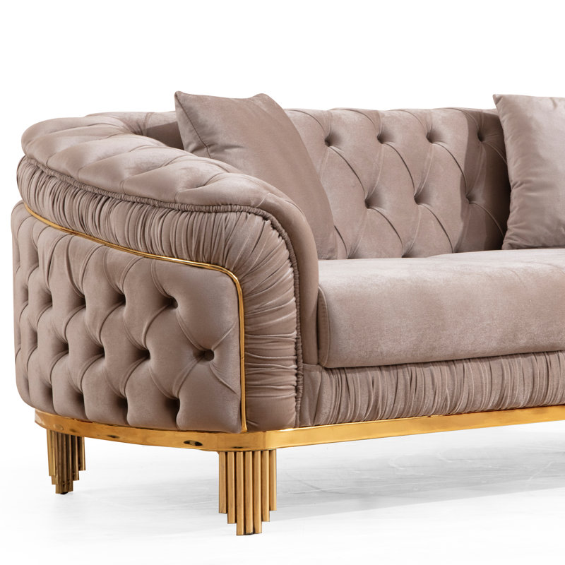 Causeuse en velours Valorie, Velours taupe