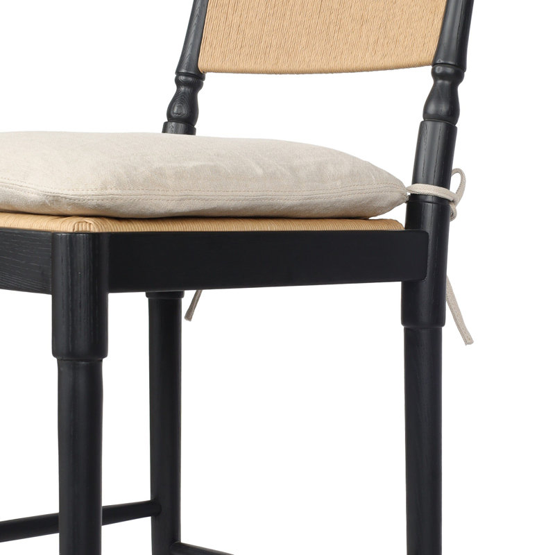 Fayth Stool with Cushion, Bar Stool (29.5” Seat Height)”, Stained Black Ash Frame