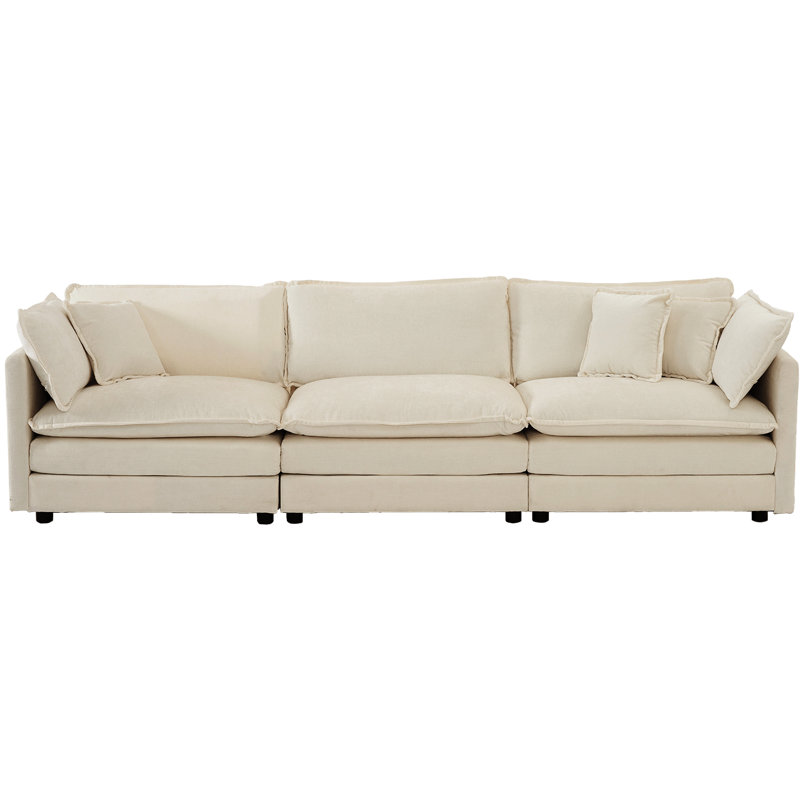 Canapé modulaire en U avec 2 repose-pieds, canapé 5 places en chenille beige, tissu respirant pour repose-pieds d'angle convertible, espace élégant