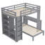 Lit superposé double très grand / double avec bureau, structure en bois massif, tablettes intégrées et garde-robe, lit inférieur amovible, gris-1758747957-1758747962