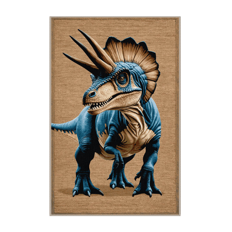 Machine Washable Dinosaurs Brown Area Rug, Rectangle 7' x 10'