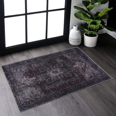 Tapis 2X3 lavable à la machine, doux, antidérapant, pour chambre à coucher, salon, cuisine, salle à manger - bourgogne, lavable pour animaux de compagnie, à poils courts et approuvé par les animaux de compagnie