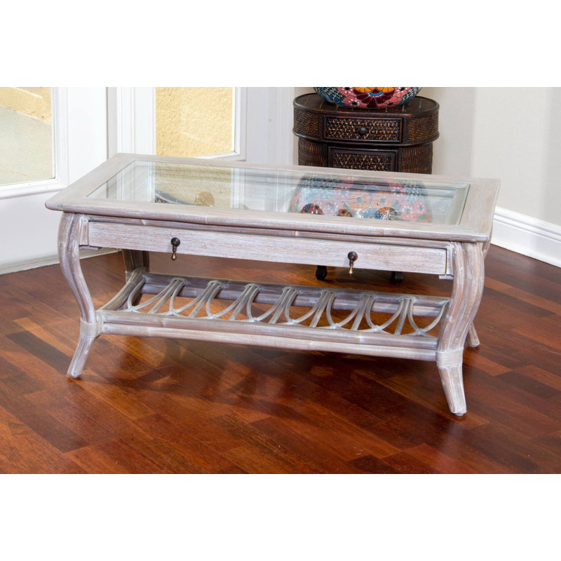 Table basse avec plateau en verre Presley