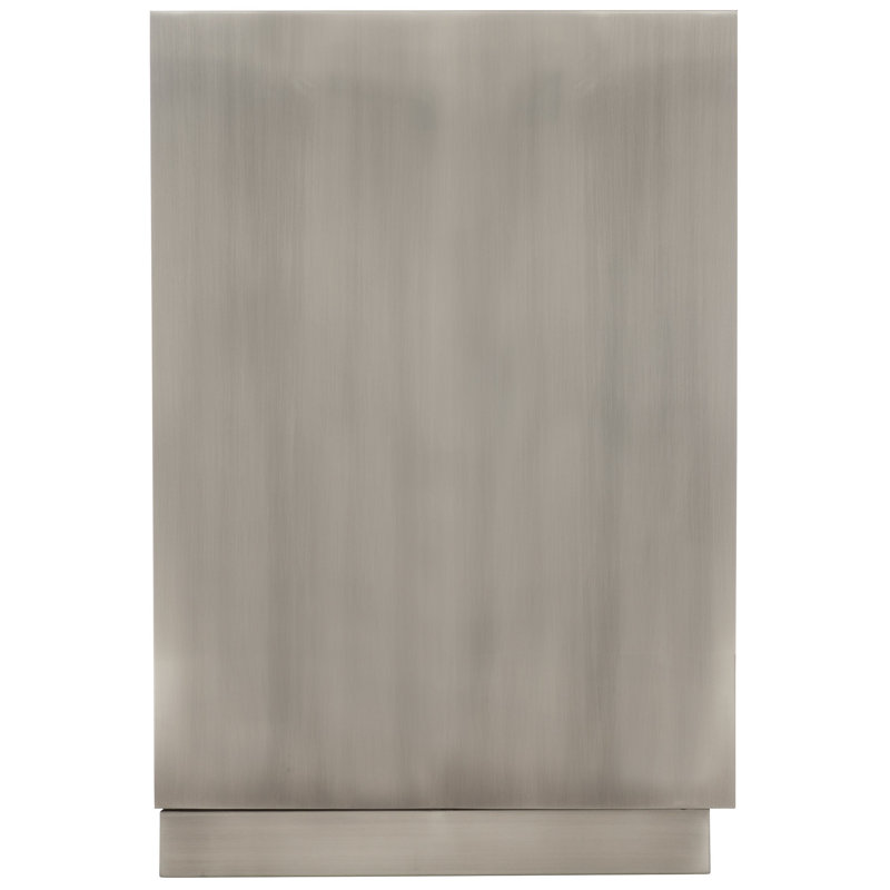 Transitional Cerused Greige Oak Nightstand with Tarnished Nickel Accents