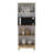 Pamplona Microwave Tall Cabinet Counter Surface, Top And Lower Double Doors Cabinets -Light Oak / White