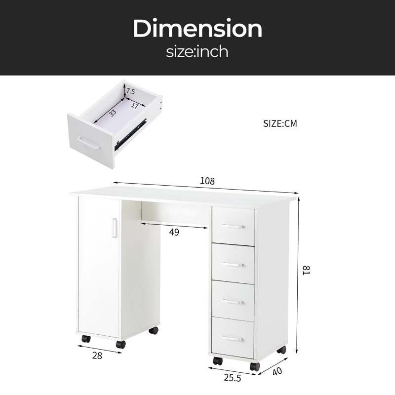 Willine Computer Desk, White