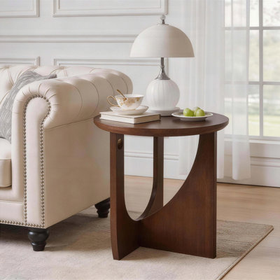 Table d'appoint 100% bois massif - Table de bout ovale rustique naturelle