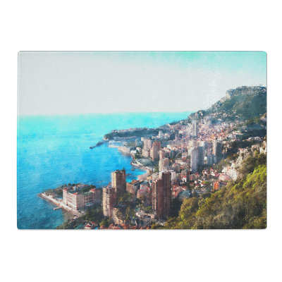 Tempered Glass Skyline of Monte Carlo in Monaco Chopping Board
