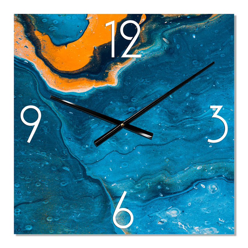 Horloge murale abstraite à composition abstraite en marbre III, Très grand