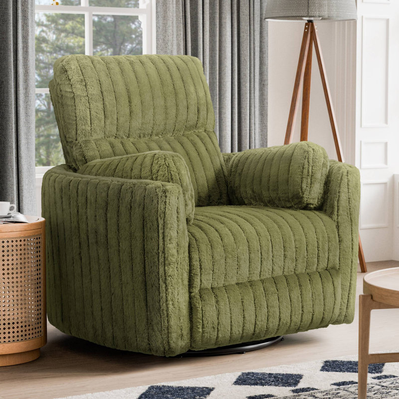 Fauteuil inclinable électrique oscillant électrique pivotant de 39,4 po de longueur, vert olive, Vert olive