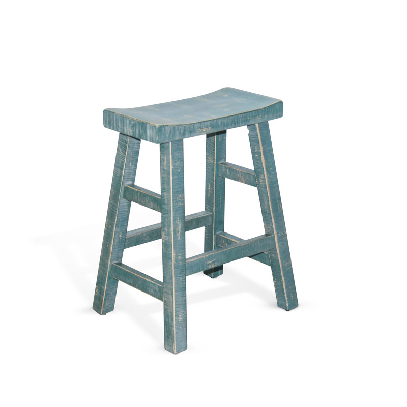 Anneliesa Solid Wood Counter Stool, Counter Stool (24" Seat Height), Green