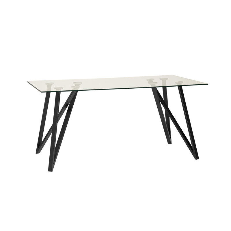 Ahti Glass Top Metal Base Dining Table