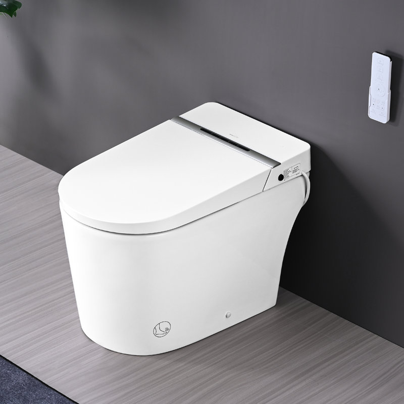 Cuvette de toilette intelligente avec siège chauffant, buse autonettoyante, capteur de pied, télécommande, affichage à DEL avec siège,