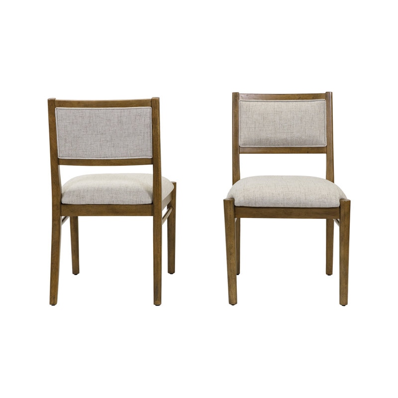 Naleea Two Wood Modern Upholstered Back Chairs, Dining Seats, Brown