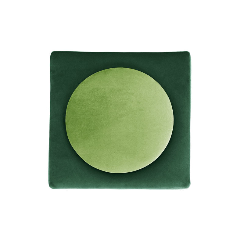 Monocle 42cm Wide Square Solid Colour Footstool Ottoman, Green